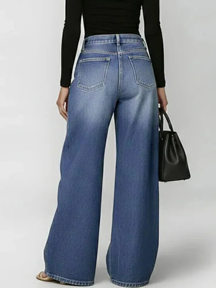 Personalized Wide Leg Jeans — High-Waist Loose Fit Streetwear