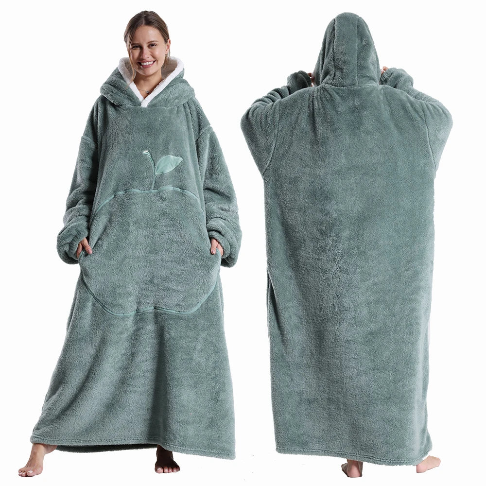 Cartoon Plush Wearable Blanket Hoodie for Adults