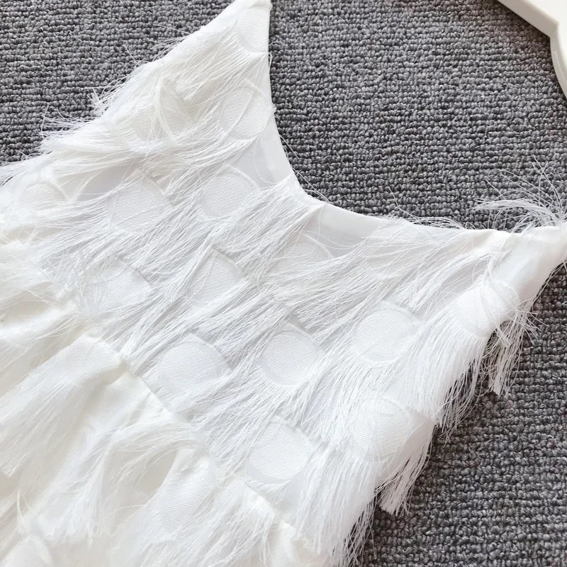 Family Matching Suspender Backless Beach Dress — Mom & Daughter Summer Set