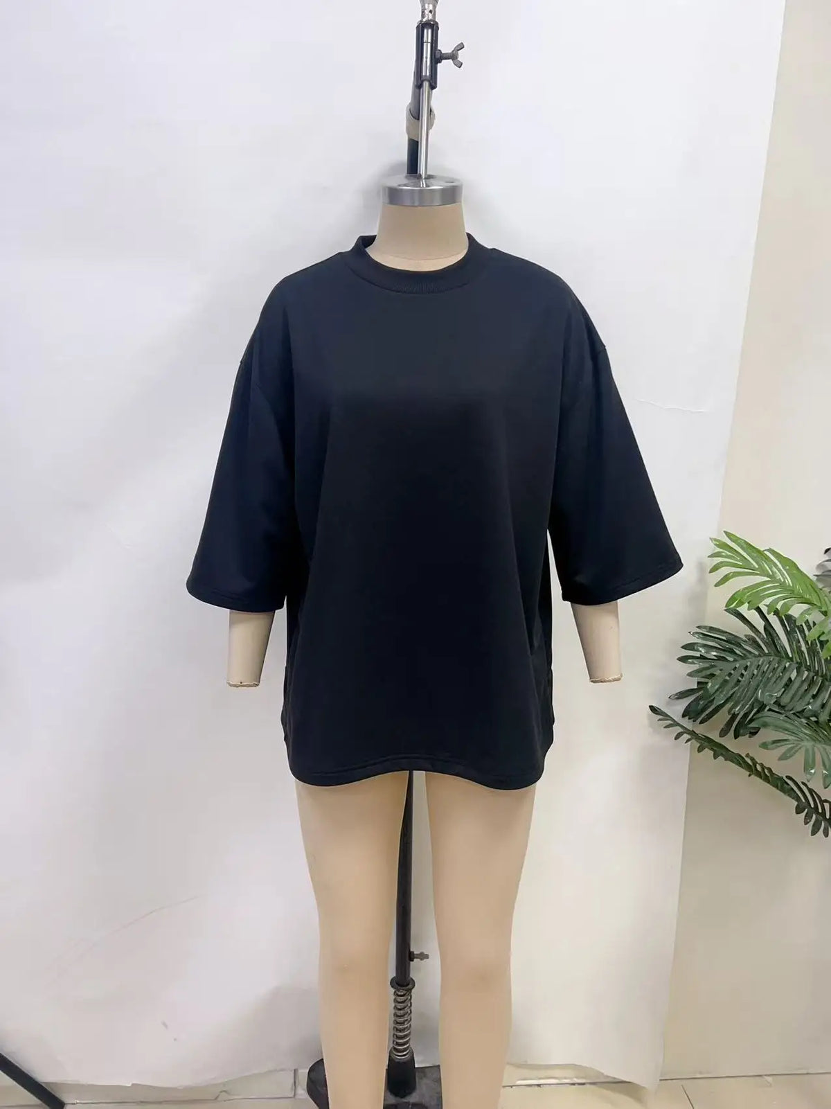 Women's Lace Bead Splicing T-Shirt – Loose O-Neck Half-Sleeve Top