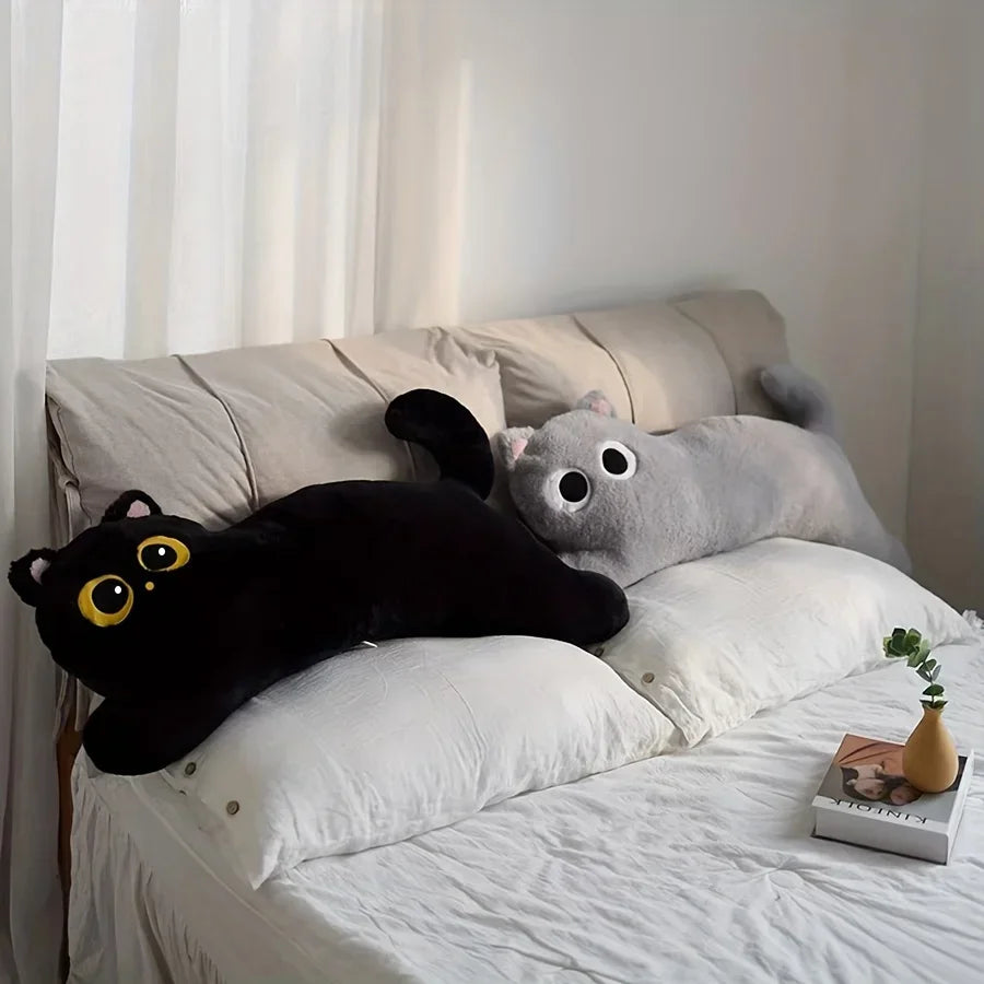 Black Cat Plush Pillow Logic Cat Doll Long Bedhead Pillow Dormitory Sleeping Leg Clamp Pillow Sofa Cushion Home Using Supplies