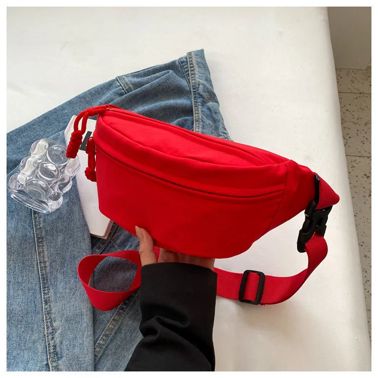 Fashion Nylon Crossbody Bags for Women Chest Bags Sling Waist Pack Canvas Waist Bag Casual Fanny Packs Sport Half Moon Belt Bag