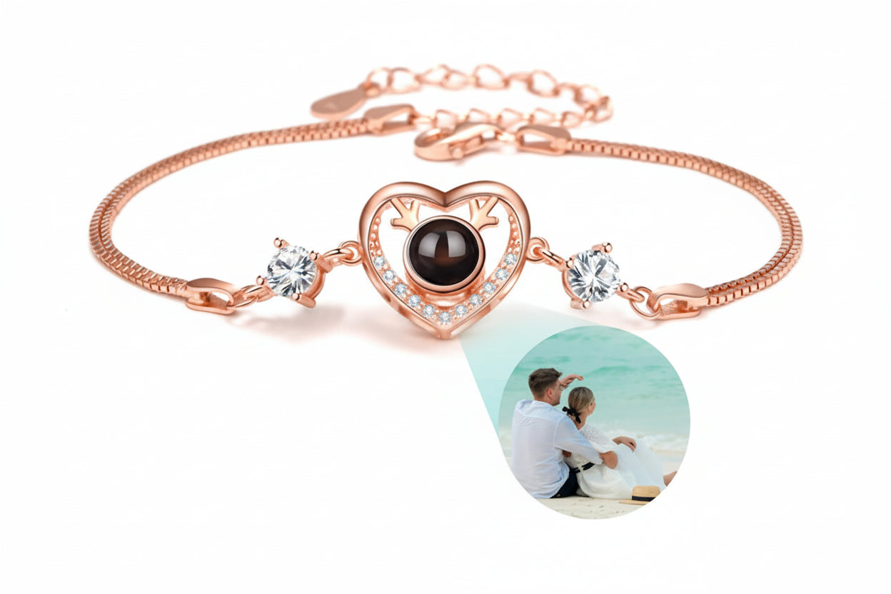 Custom Photo Bracelet Personalized Projection Bracelets with Picture Inside 100 Languages I Love You Stainless Steel Bracelet