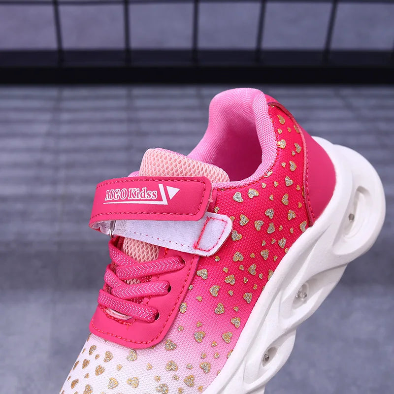 Kids' Casual Shoes Children Led Light Spring Outdoor Sneakers For Breathable Anti-slip Black  Blue Pink Size 21-30