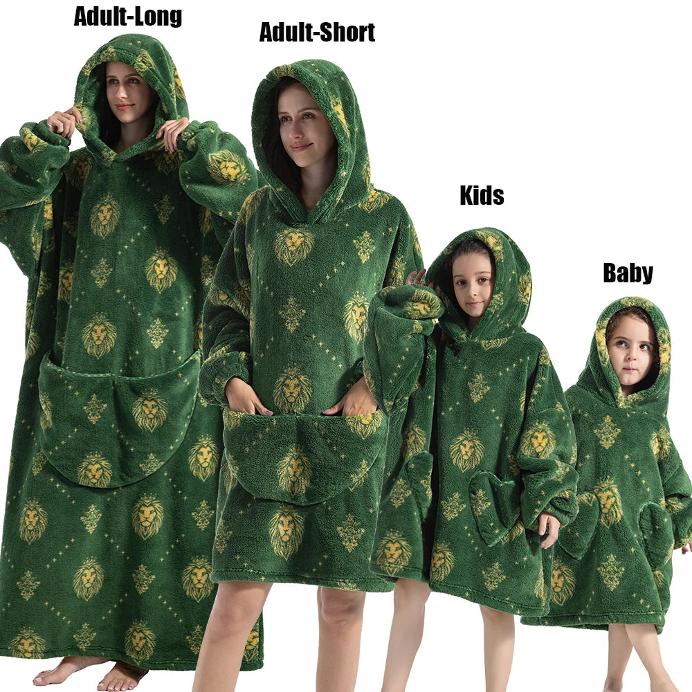 Oversized Cartoon Fleece Hoodie Blanket