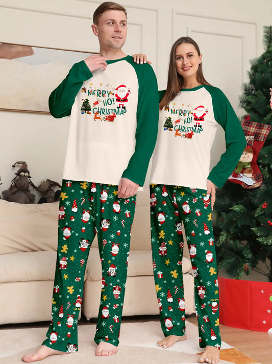 Christmas Family Matching Pajamas, Green Pattern Set for Mom, Dad & Kids