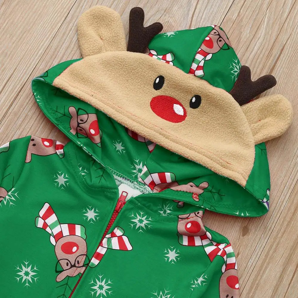 Christmas Family Matching Elk Print Onesie Pajamas