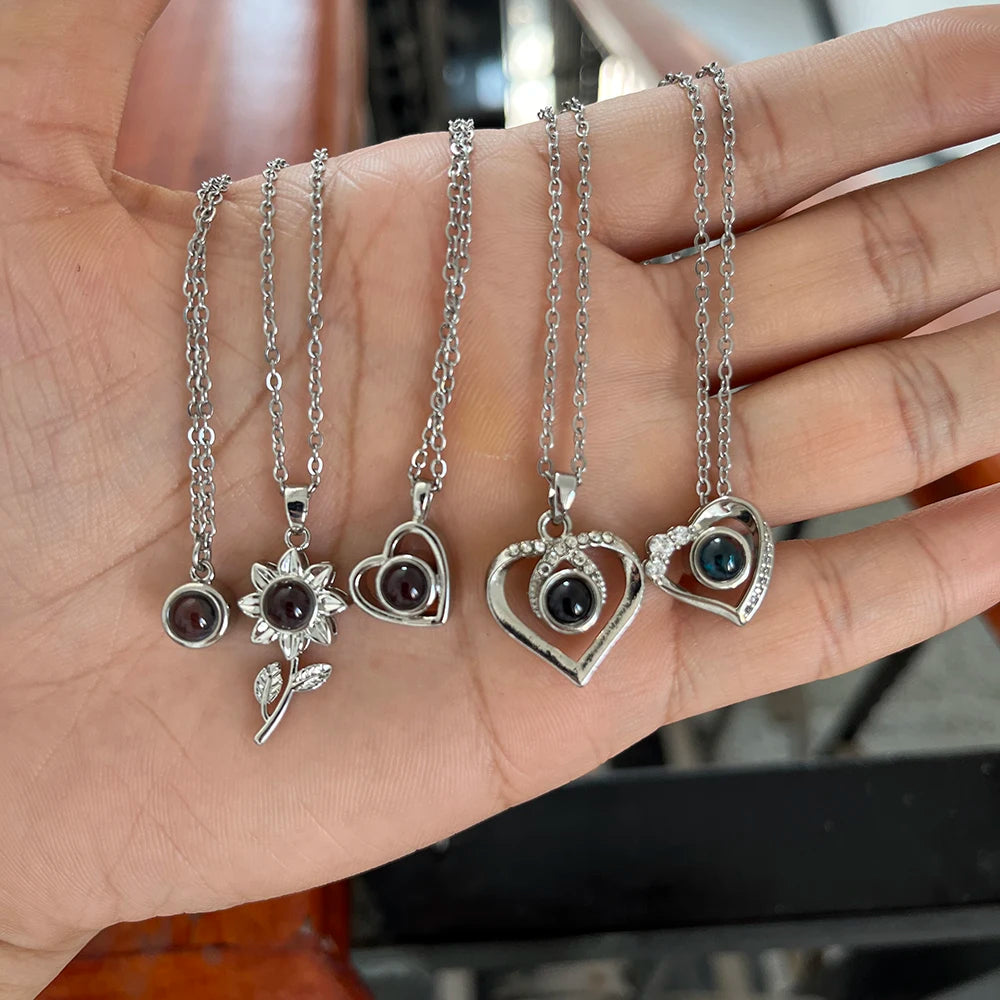 Personalized Photo Projection Necklace – Custom Heart Pendant with Your Picture Inside