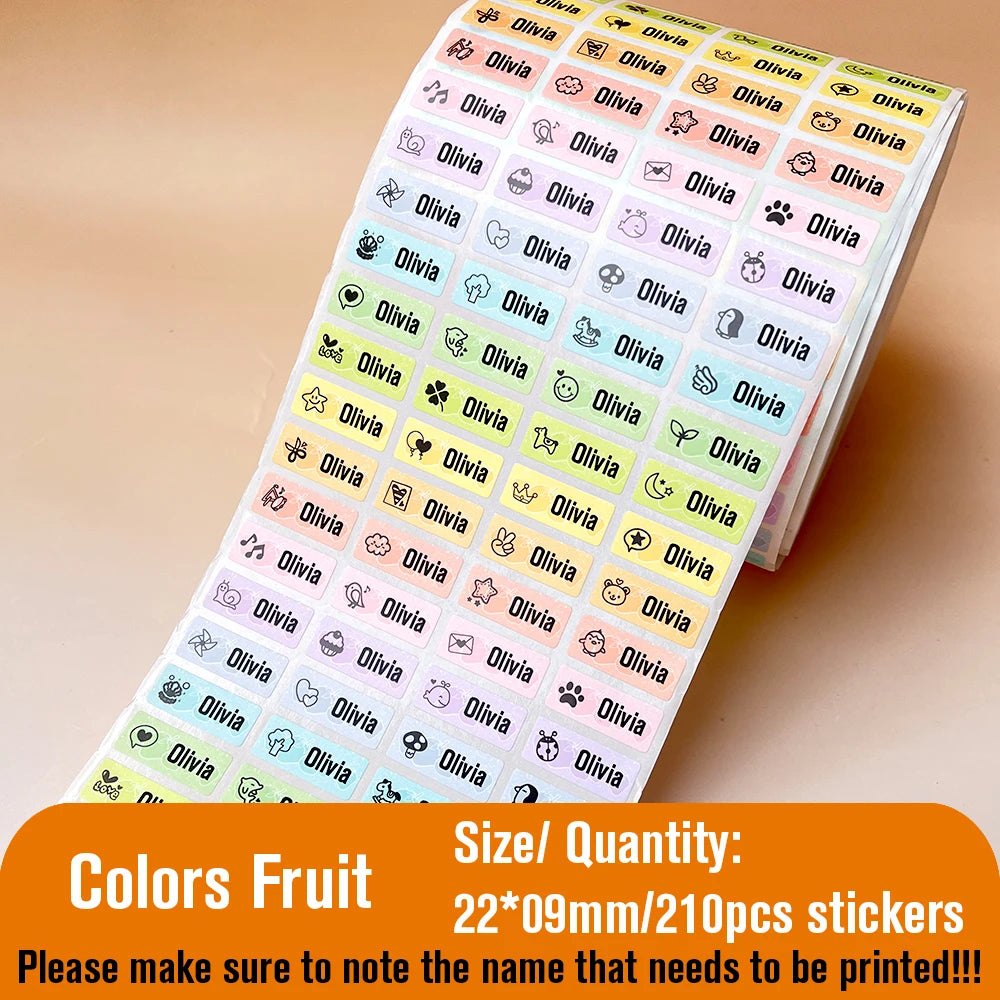 210pcs Personalized Waterproof Name Tag Stickers for Kids