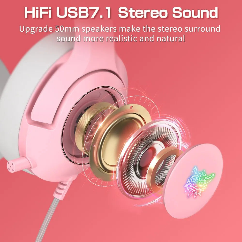 ONIKUMA K9 RGB Gaming Headset with Cat Ears & HD Mic