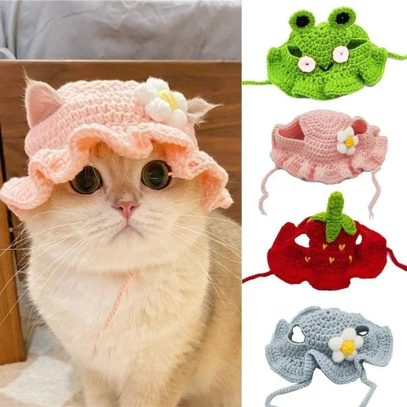 Cute Floral Pet Hat for Cats & Small Dogs
