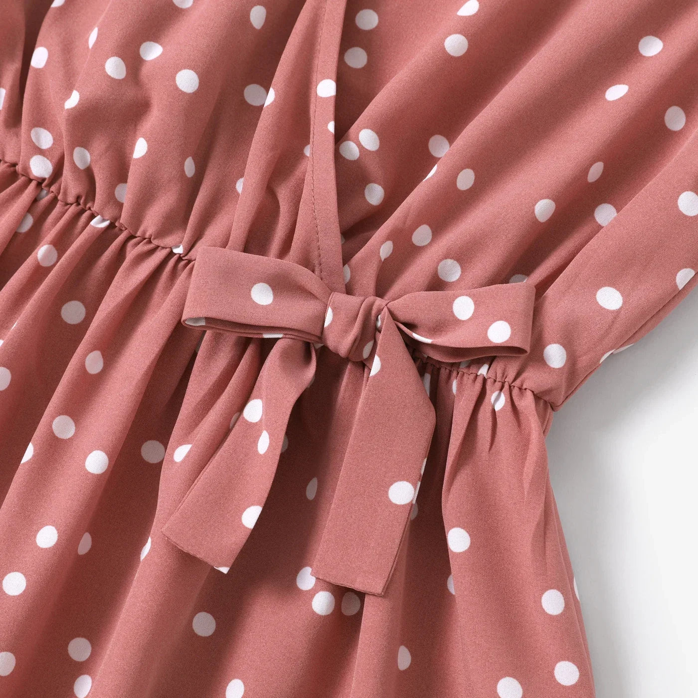 Family Matching Polka Dot Flutter-Sleeve Wrap Dress — Mom & Daughter