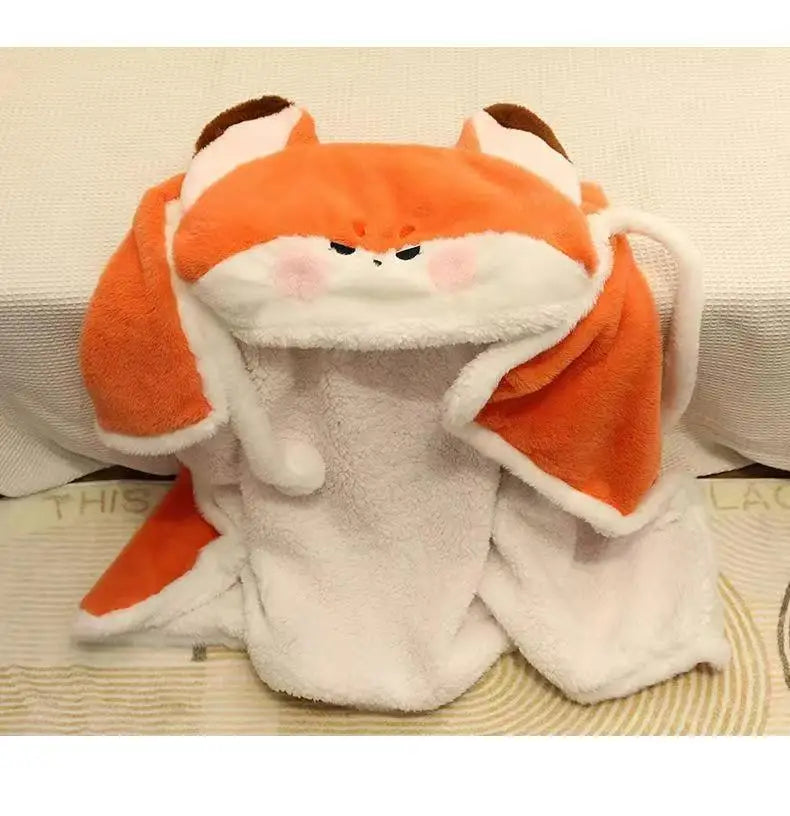 Winter Cartoon Fox Wearable Blanket Cloak — Cozy Shawl Nap Blanket