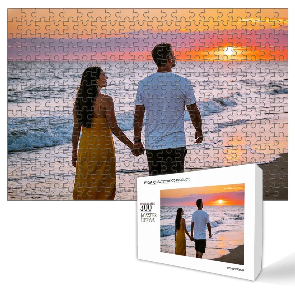 Personalized Wooden Jigsaw Puzzle — Custom Photo Puzzle for Adults, Kids, Couples & Families