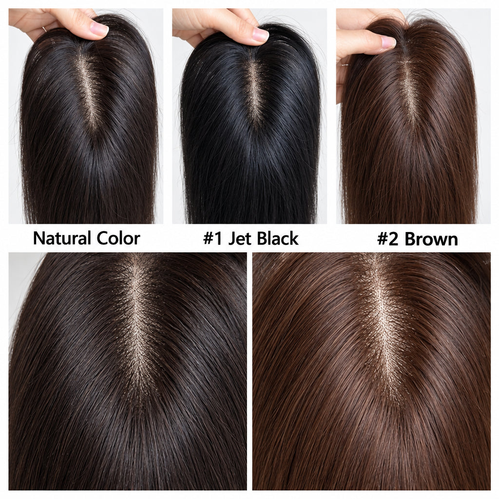 Women's Straight Human Hair Topper — 4 × 13 cm Mono & PU Base
