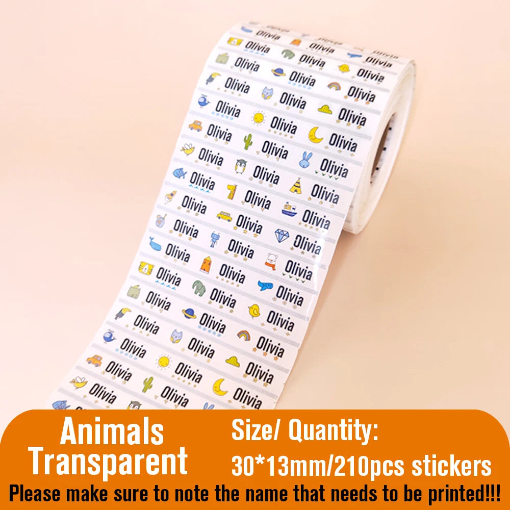 210pcs Personalized Waterproof Name Tag Stickers for Kids