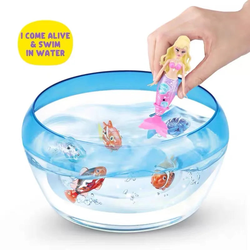 NEW Genuine Zuru Pets Alive Anime Action Figure Swimming Axolotls Magic Swimming Mermaid Diy Toy Model Collection Toy for Boys