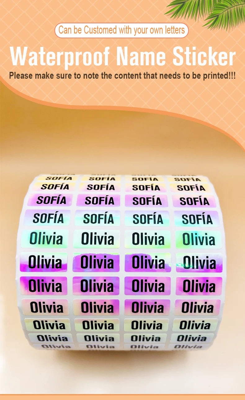 Personalized Kawaii Name Tag Stickers — Waterproof Custom Labels for Kids School & Bottles