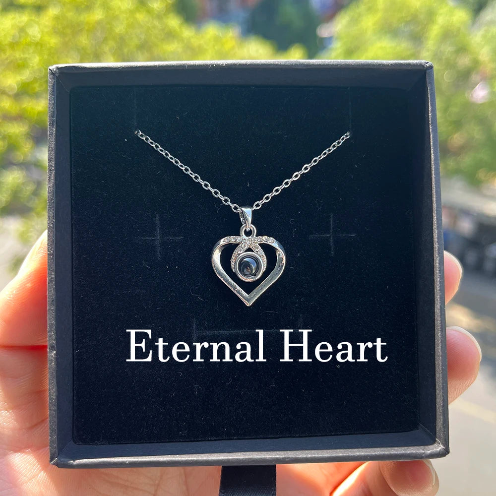 Personalized Photo Projection Necklace – Custom Heart Pendant with Your Picture Inside