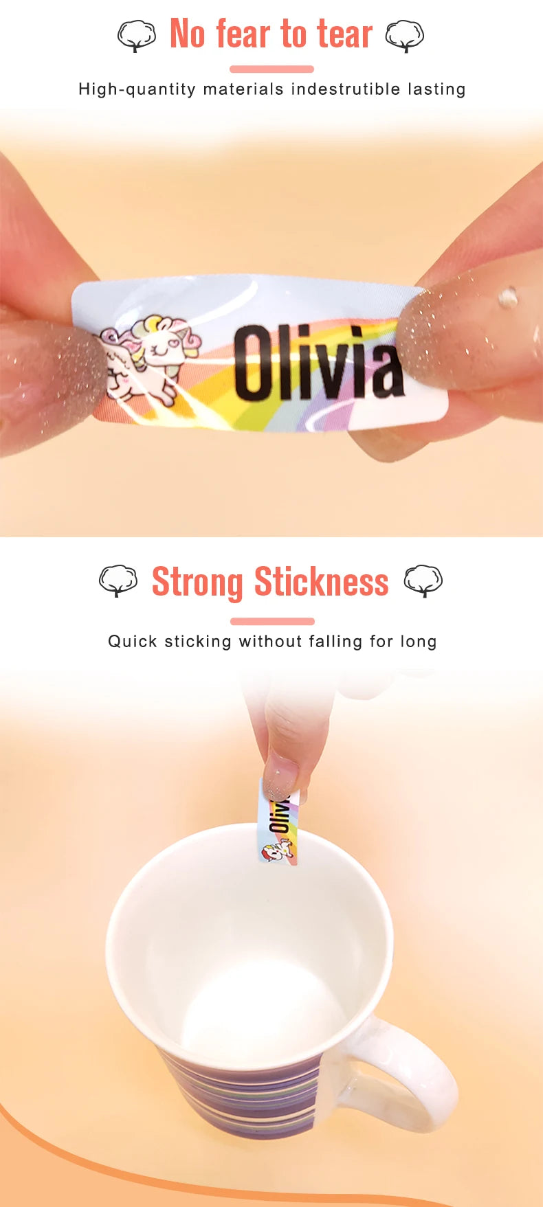 60/5000pcs - Personalized Name Tag Stickers – Waterproof Kawaii Labels for Kids