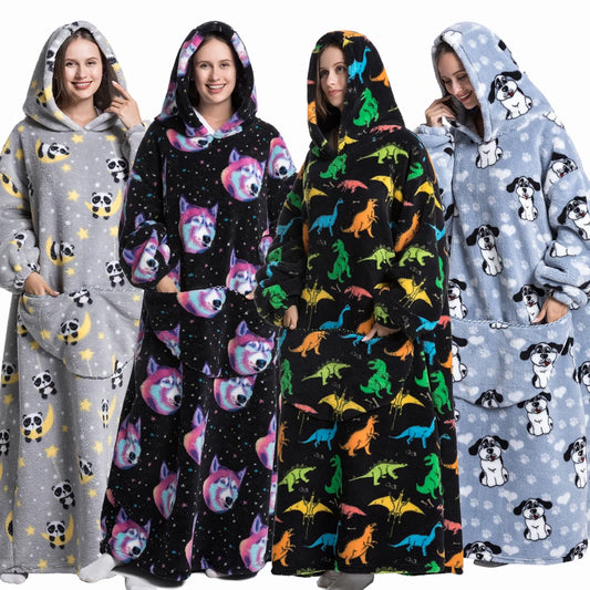 Oversized Cartoon Fleece Hoodie Blanket