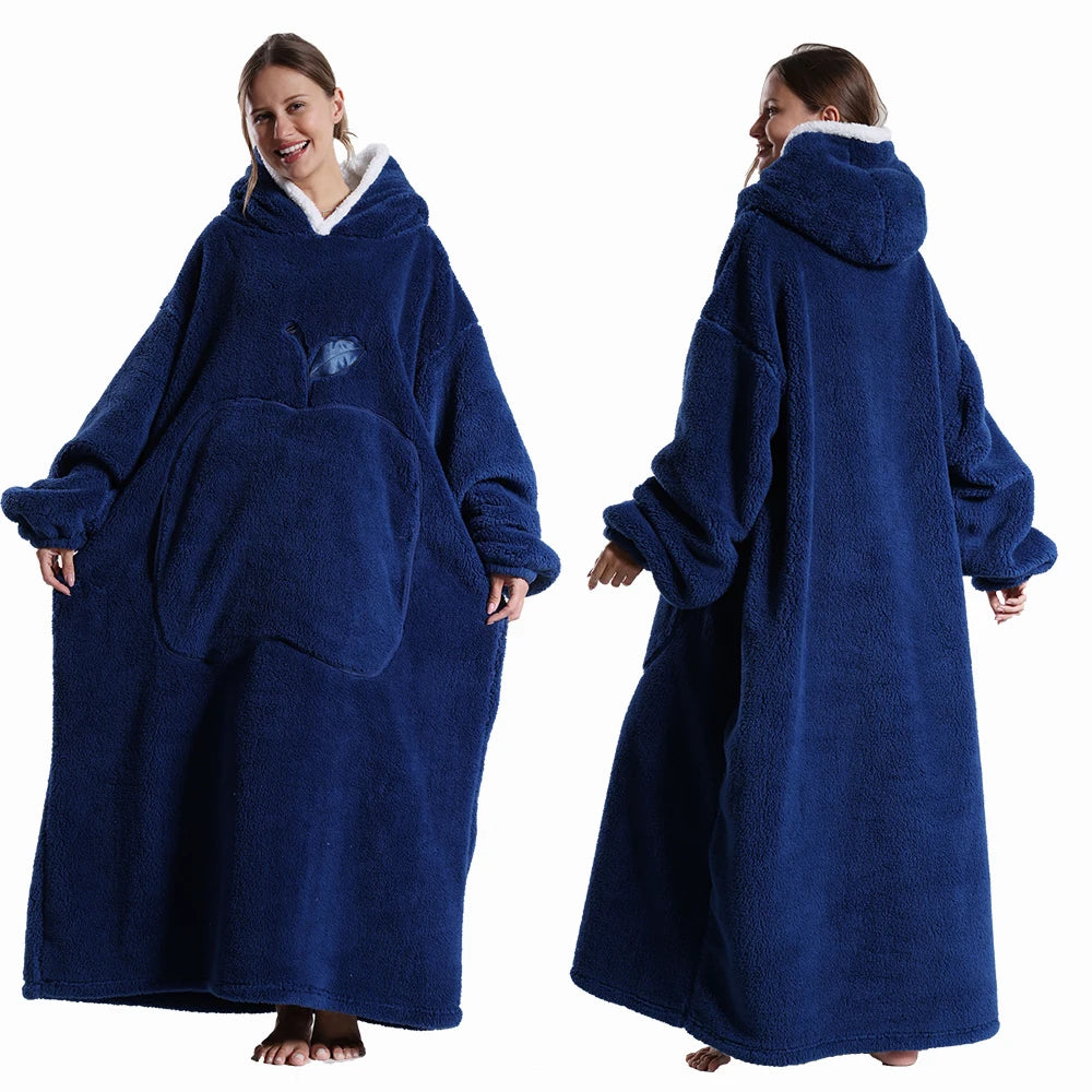 Cartoon Plush Wearable Blanket Hoodie for Adults