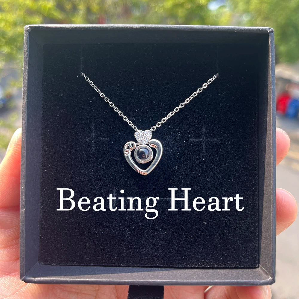 Personalized Photo Projection Necklace – Custom Heart Pendant with Your Picture Inside