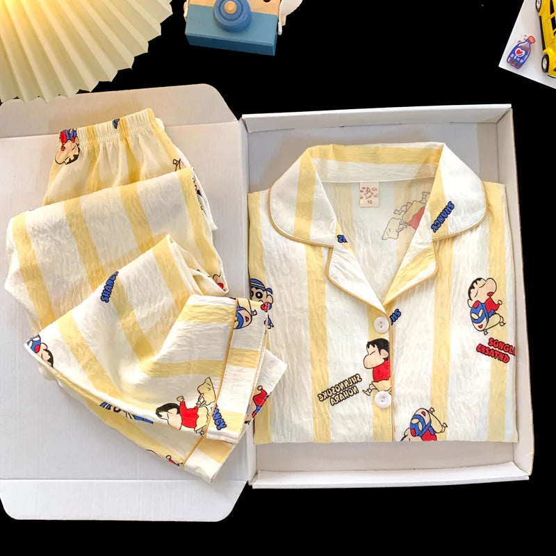 Crayon Shin-Chan Anime Pajamas Set — Women's Kawaii Cartoon Homewear