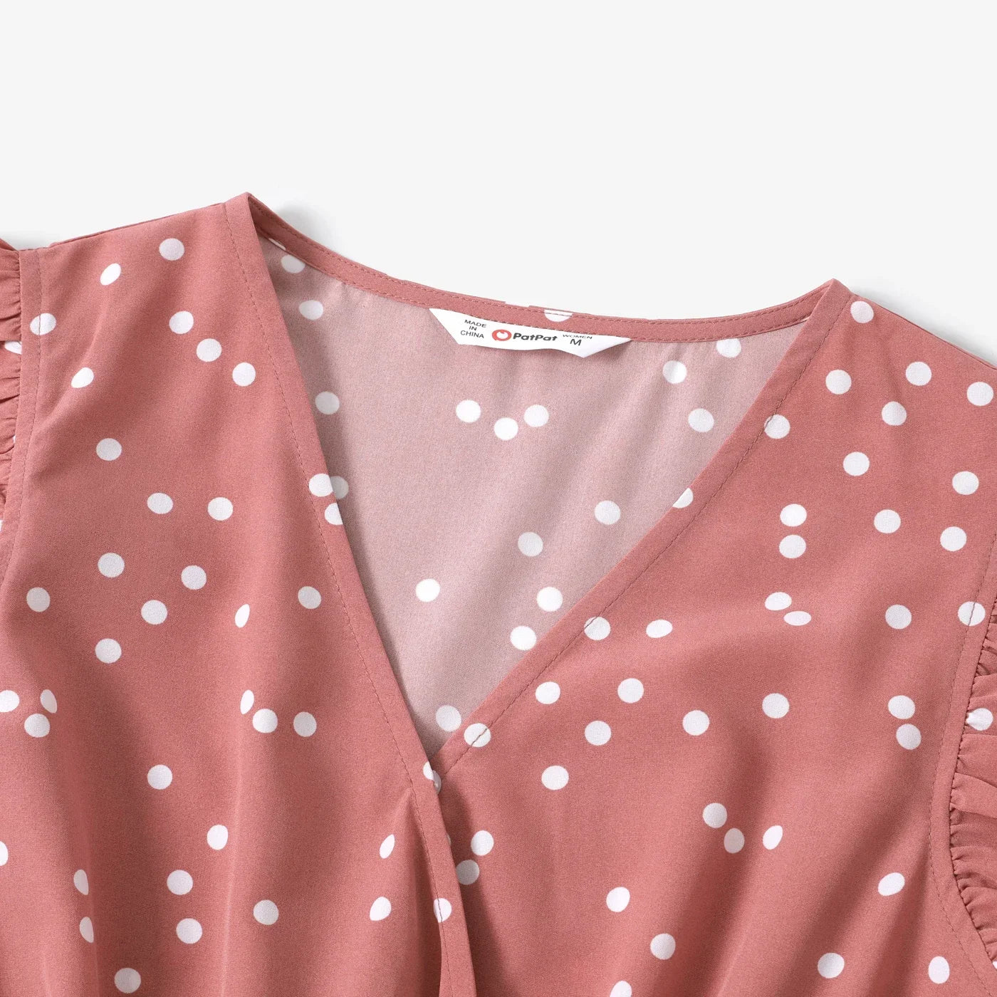 Family Matching Polka Dot Flutter-Sleeve Wrap Dress — Mom & Daughter