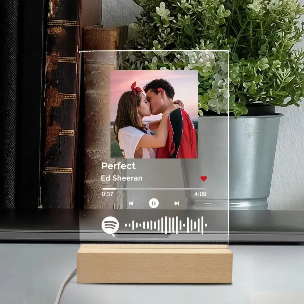 Personalized Spotify Song Plaque | Custom Acrylic Photo Frame with LED Night Light