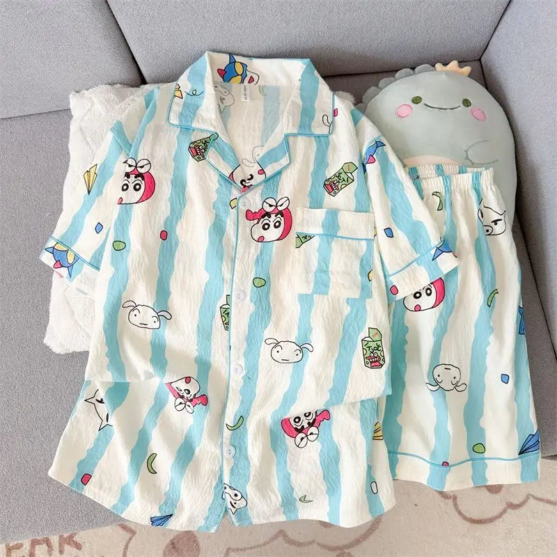 Crayon Shin-Chan Kawaii Pajamas Set — Short Sleeve & Shorts Anime Homewear