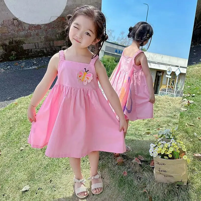 Girls Summer 3D Butterfly Dress — Cute Sleeveless Tank Party Dress for Kids 3-8 Years
