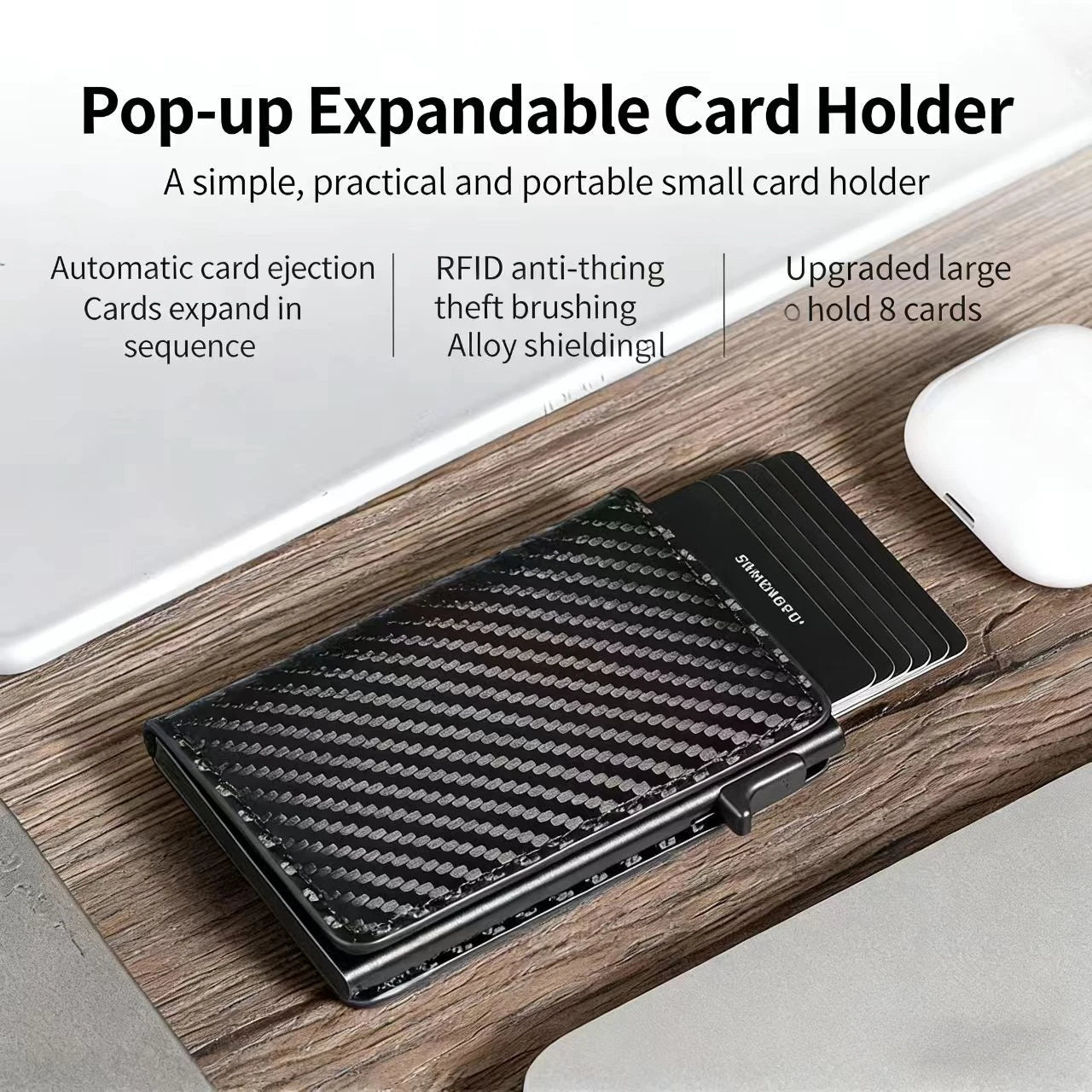 Men's Minimalist Metal Wallet with RFID Protection Slim Card Holder Money Clip