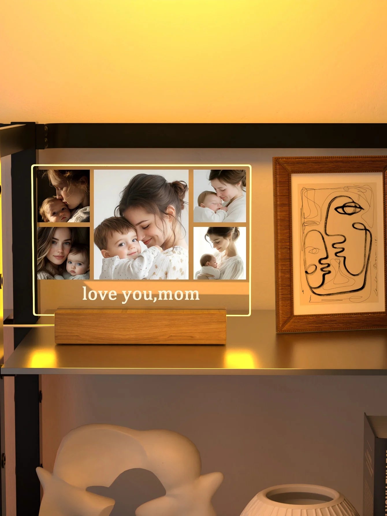 Personalized Asymmetric 3D Photo Night Light | Custom Bedroom Decor Gift
