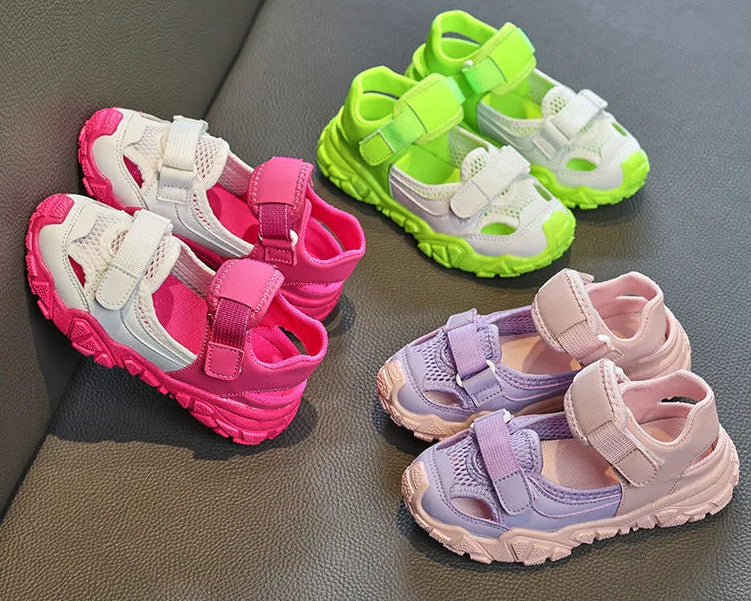 Children Sport Sandals for Girls Mesh Breathable Boys Sneaker Casual Beach Shoes Fashion Hollow Out Non-slip Flat Tenis Feminino