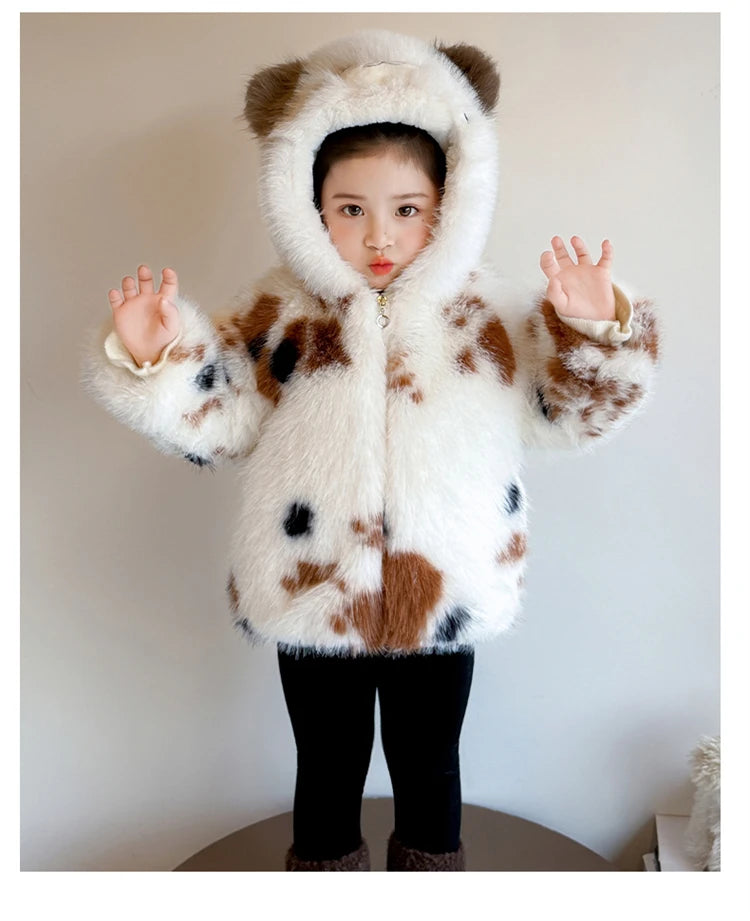 Adorable Faux Fur Cat Coat for Kids — Warm Winter Jacket