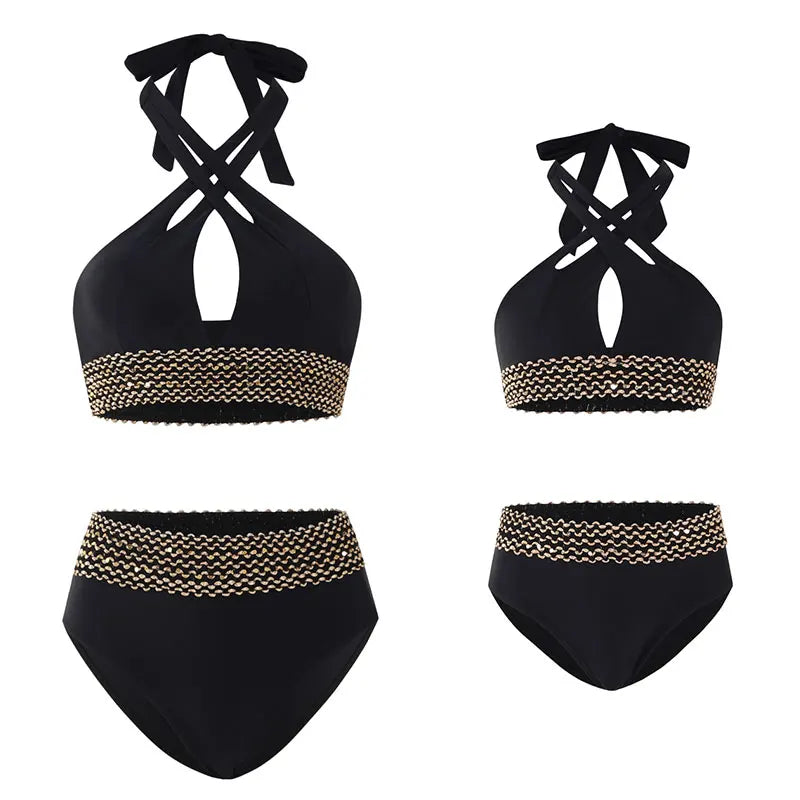 Family Matching Swimsuit — Mom & Daughter Tie-Dye Bikini Set