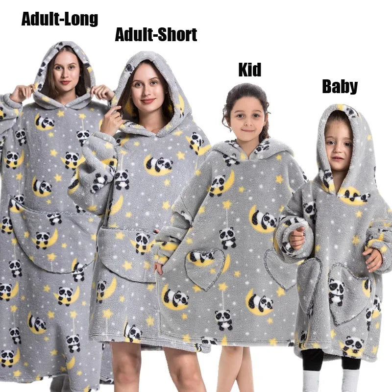 Oversized Cartoon Fleece Hoodie Blanket