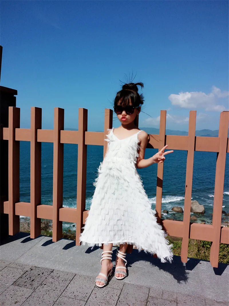 Family Matching Suspender Backless Beach Dress — Mom & Daughter Summer Set