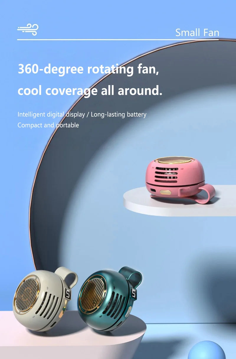 Lenovo Portable Clip Fan – Mini Bladeless USB Rechargeable Wearable Cooling Fan