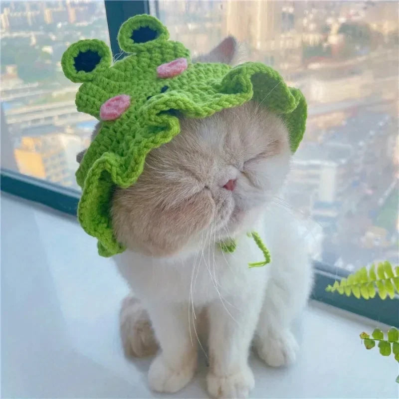Cute Floral Pet Hat for Cats & Small Dogs