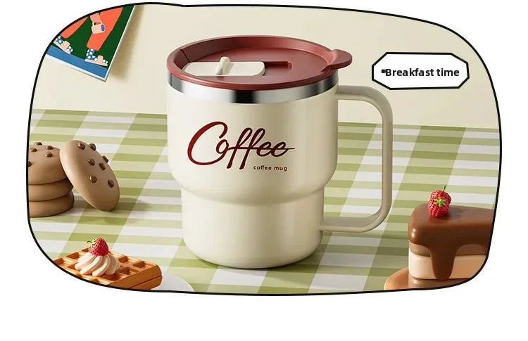 Double Wall Insulated Coffee Mug — 304 Stainless Steel with Handle