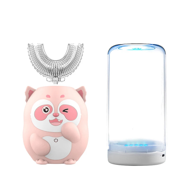 Kids U-Shaped Sonic Electric Toothbrush — 360° Automatic Silicone, USB Rechargeable, Blue Light