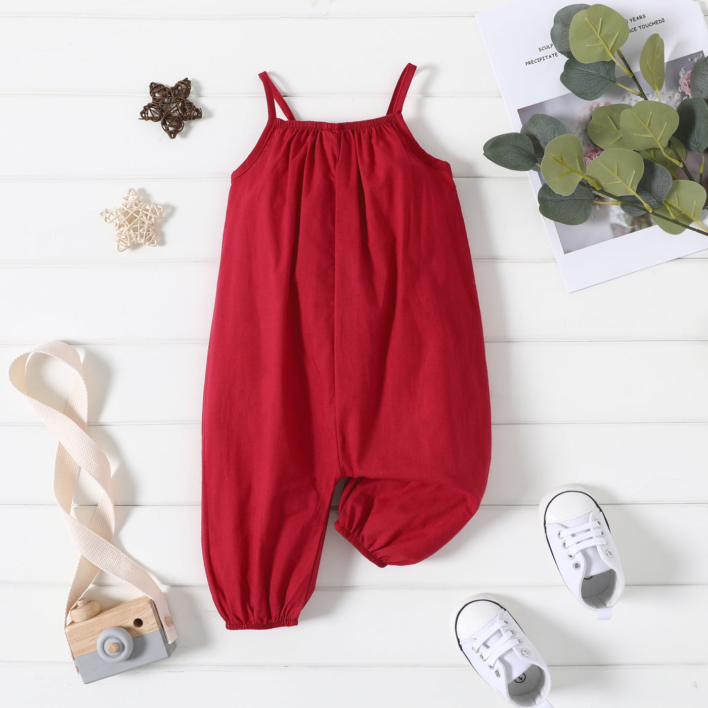 Baby Girl Cotton Sleeveless Harem Overalls — Soft & Breathable
