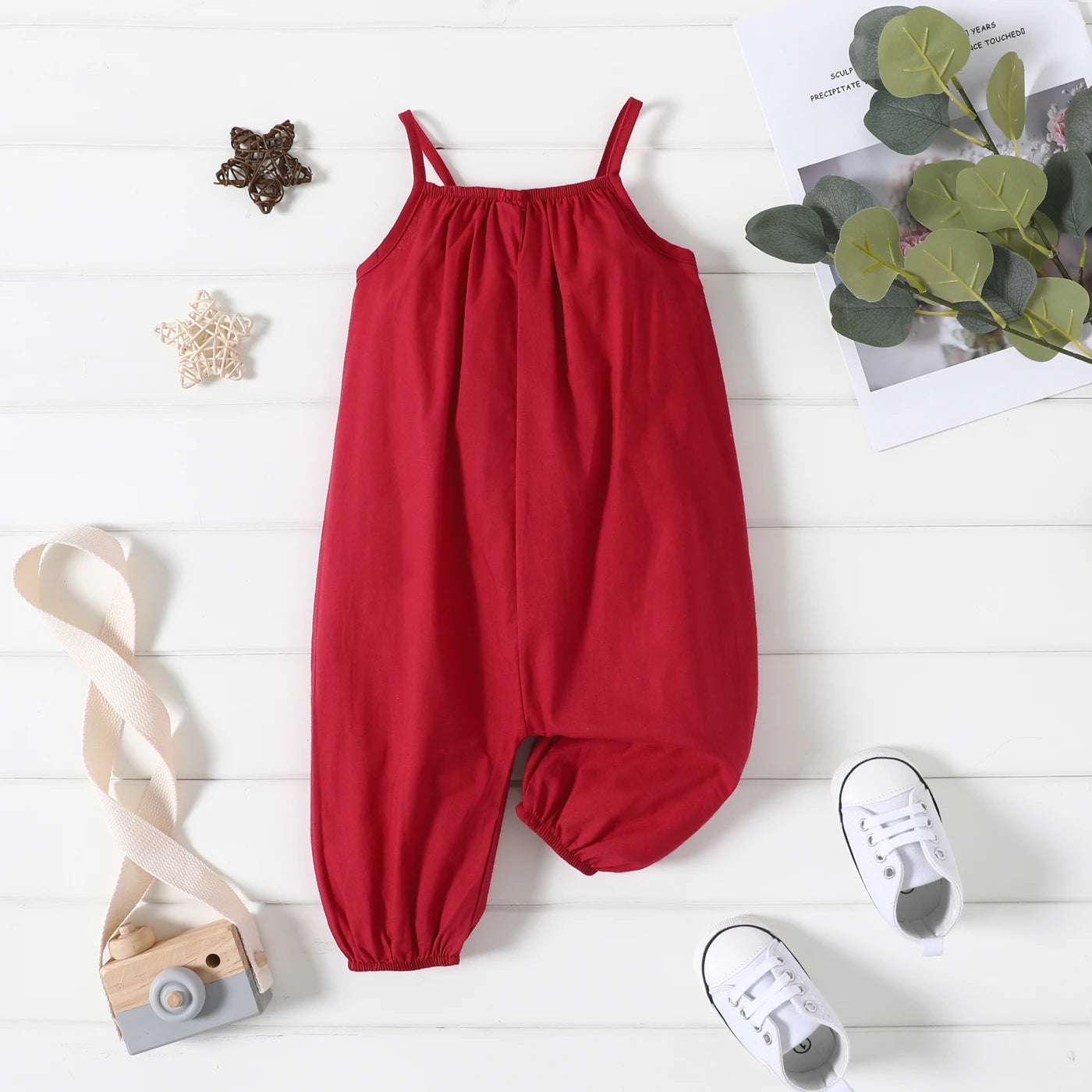 Baby Girl Cotton Sleeveless Harem Overalls — Soft & Breathable
