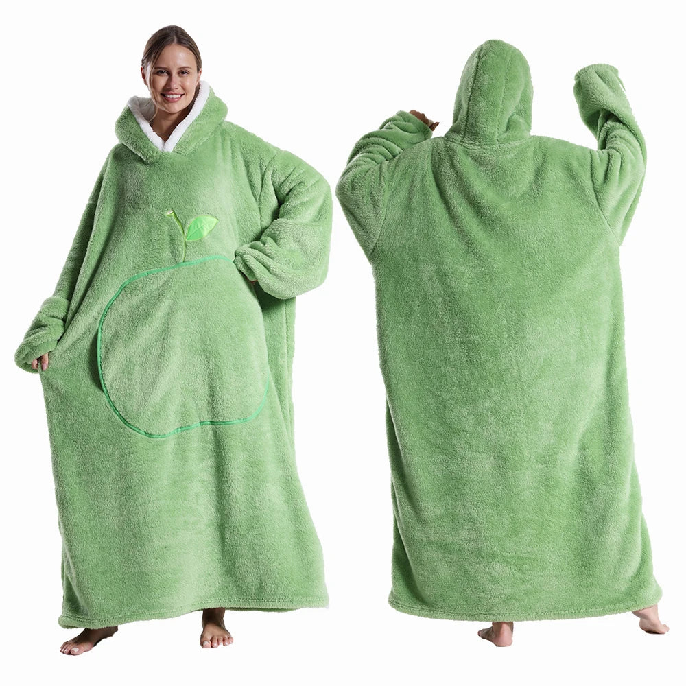 Cartoon Plush Wearable Blanket Hoodie for Adults