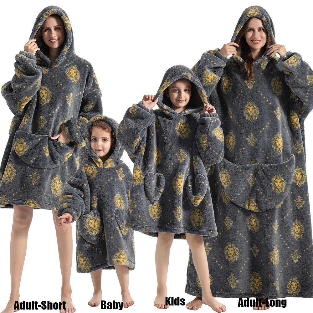 Oversized Cartoon Fleece Hoodie Blanket