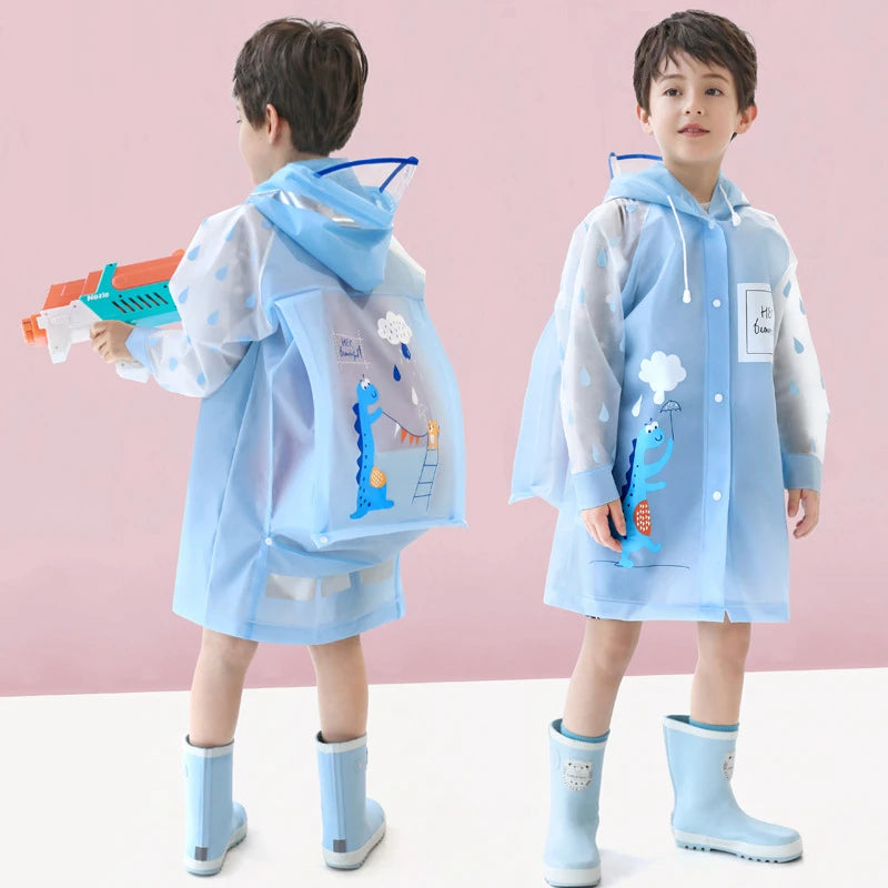 Kids Cartoon Raincoat — Dinosaur & Unicorn Waterproof Poncho