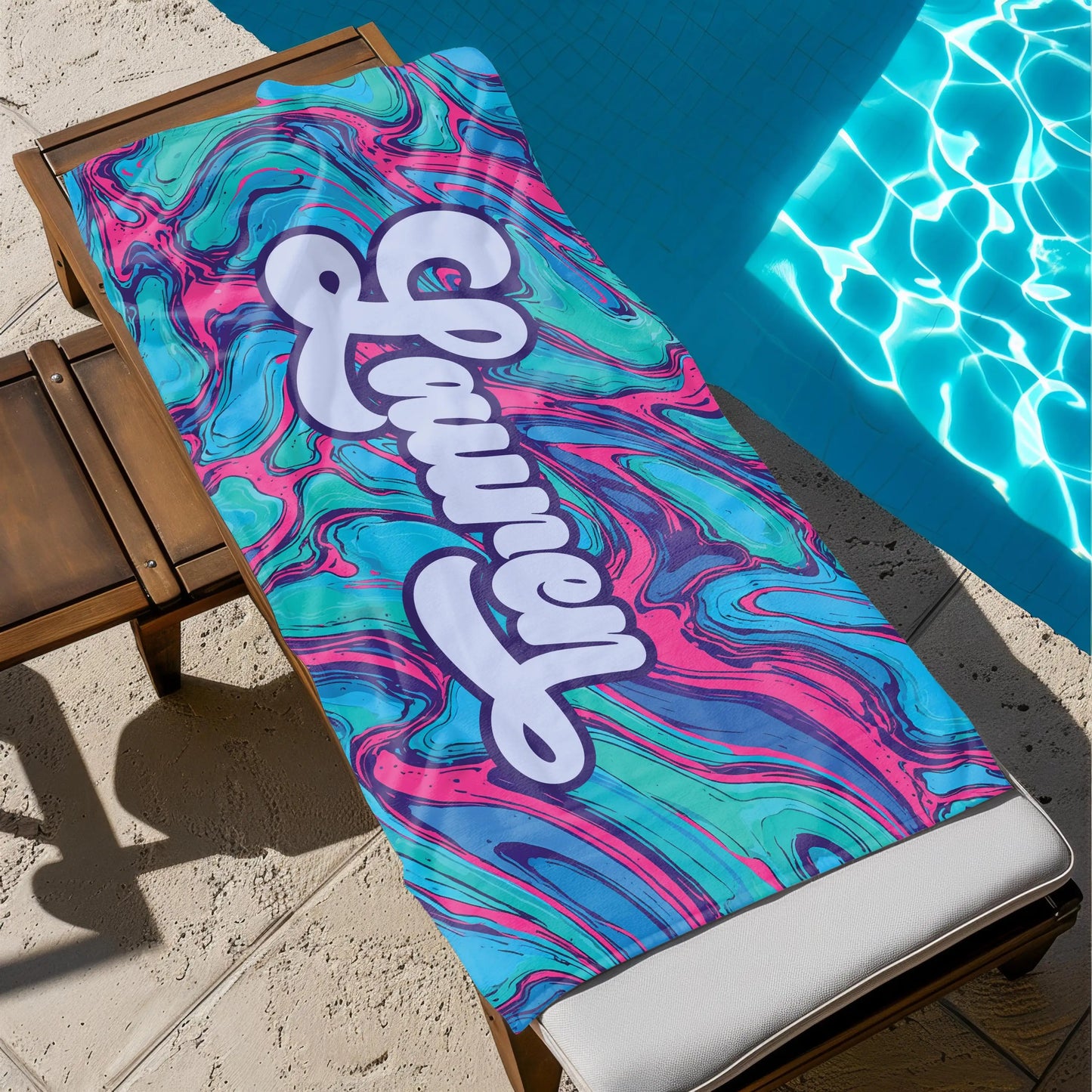 Personalized Beach Towel with Name | Custom Microfiber Towel