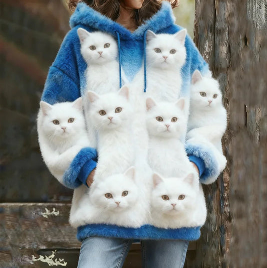 Sudadera con capucha para mascota de polar azul con transferencia de calor